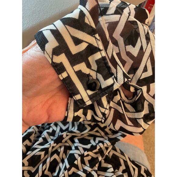 CAMILLE & CO. Black/White Summer/Fall Semi Sheer Dress W/Pockets Sz XL - Picture 5 of 7